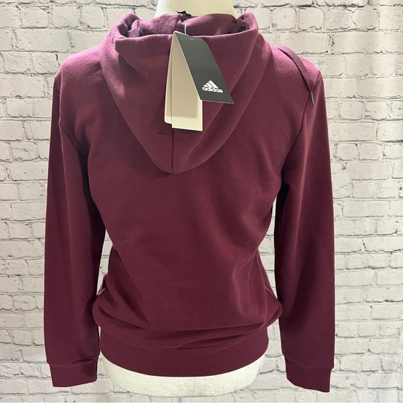 ADIDAS Womens Metallic Logo Hoodie Victory Crimson Color Size Small NWT - Picture 2 of 11